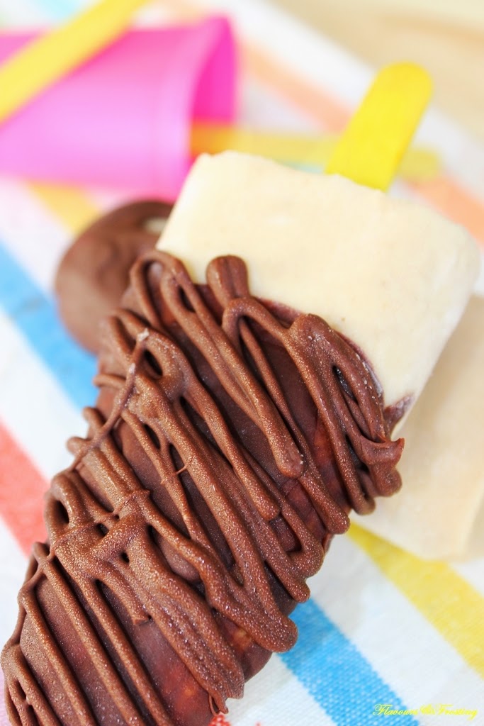 Banana Chocolate Peanut Butter Popsicles
