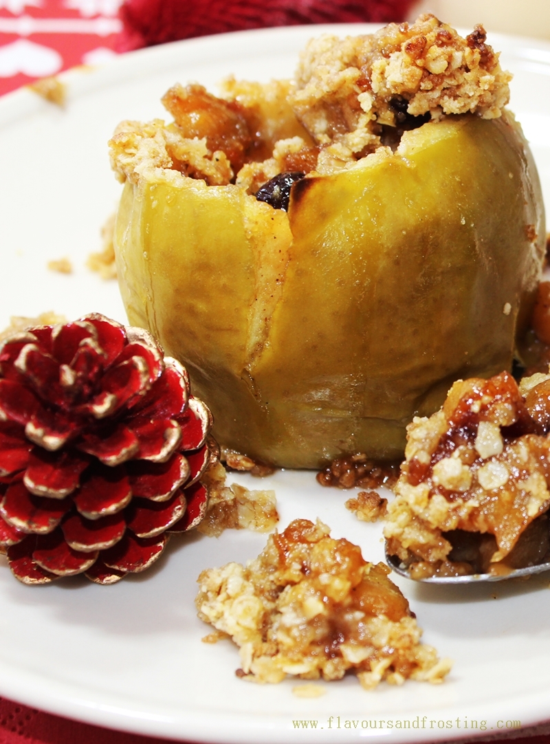 Baked Stuffed Apple Crisp (flavored with cranberries, orange and spices)