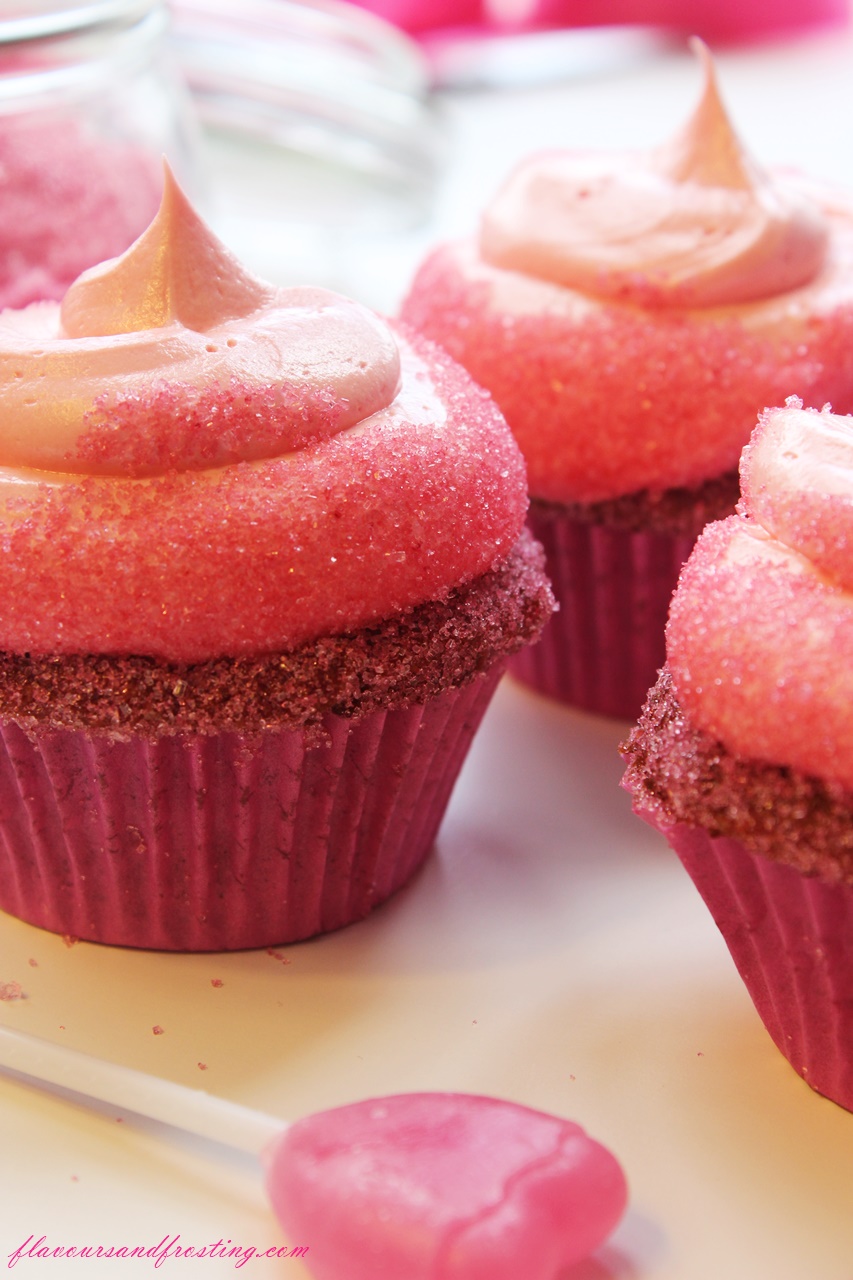 Valentines Day Cupcakes topped with sanding sugar