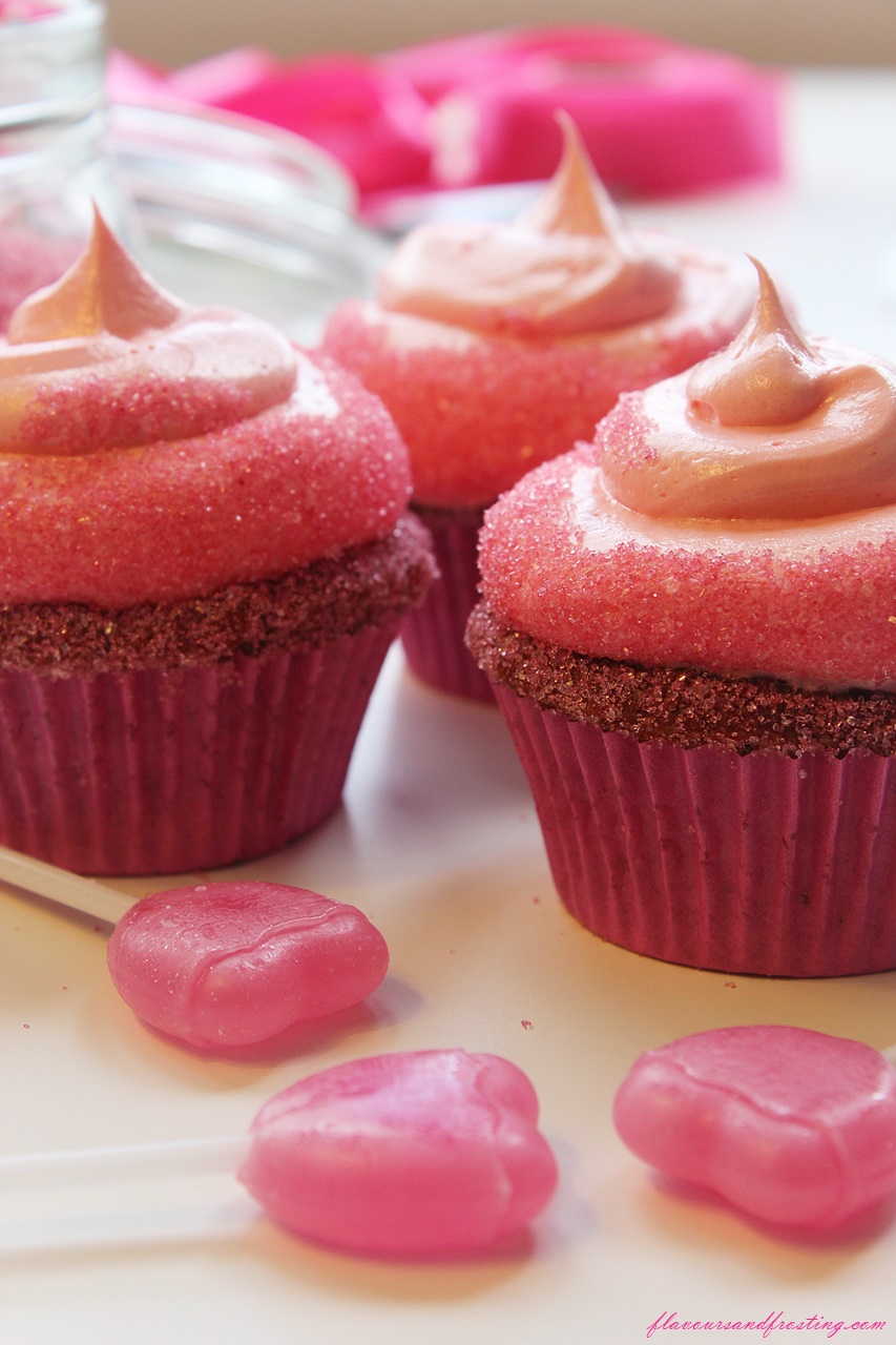 Valentines Day Cupcakes topped with sanding sugar
