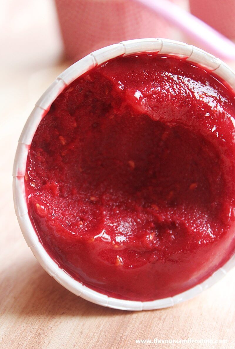 frozen fruit sorbet, made with frozen raspberries. Raspberry Sorbet Recipe frozen raspberries.