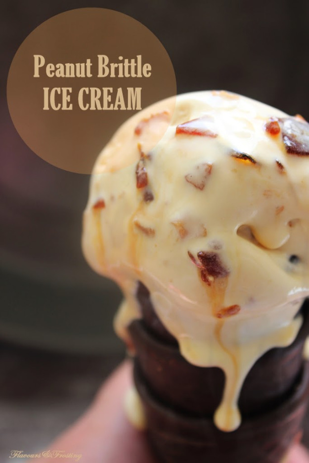 Peanut Brittle Ice Cream|No churn method