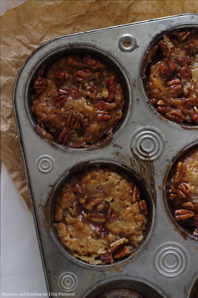 Mini Sweet Potato Pecan Pie Pudding made of sweet potato pudding with a brown sugar and pecan nut topping that becomes a lava of ooey gooye caramely goodness!