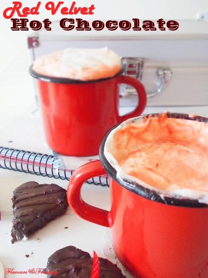 Red Velvet Hot Chocolate Recipe made with actual red velvet cake!