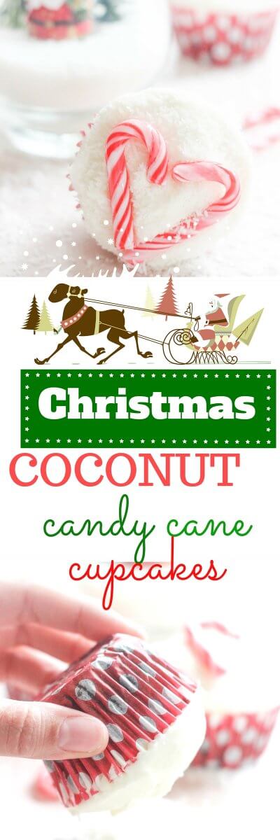Christmas Coconut Candy Cane Cupcakes | FlavoursandFrosting.com
