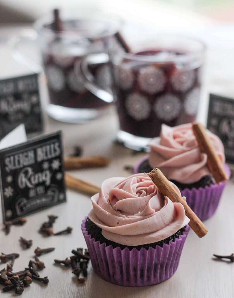 Chocolate Buttermilk Cupcakes with Gluehwein Frosting | Full recipe @ FlavoursandFrosting.com