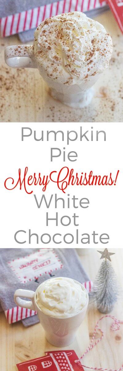 This Pumpkin Pie White Hot Chocolate is made with leftover pumpkin pie, melted white hot chocolate and steaming hot milk. A super easy recipe and oh my word so so so good!