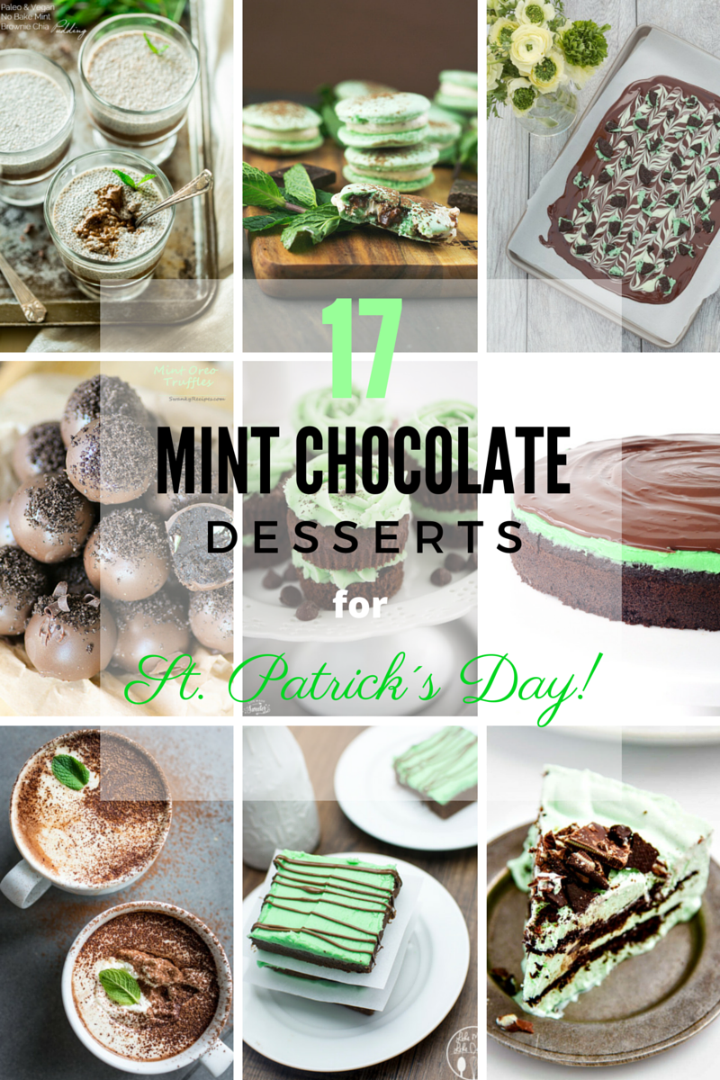 17 Mint Chocolate Desserts for St Patrick´s Day | Round Up compiled by FlavoursandFrosting.com