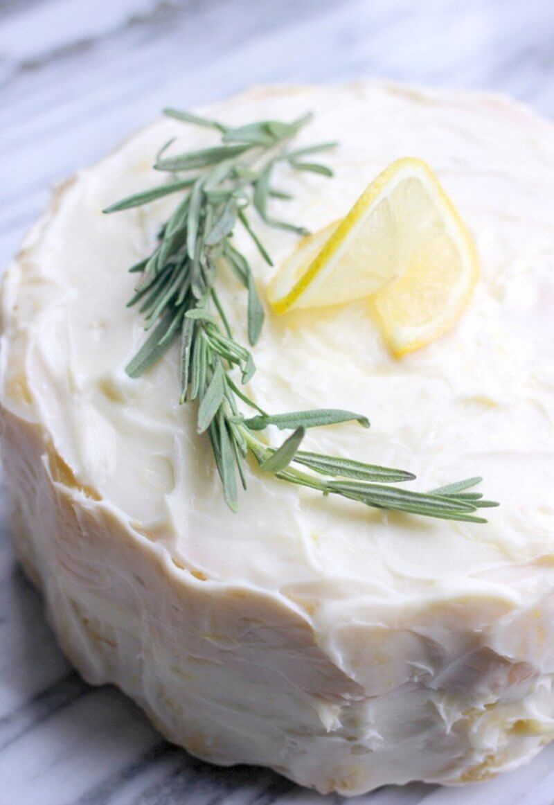 Lemon Rosemary Cream Cheese Cake| Layer Cakes for Easter round-up on FlavoursandFrosting.com